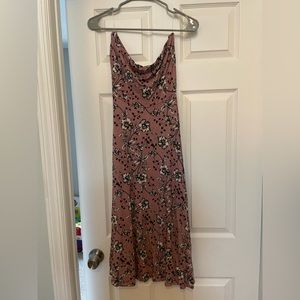 New With Tags Pinkblush Mauve Floral MATERNITY Midi Dress Strapless Size Small